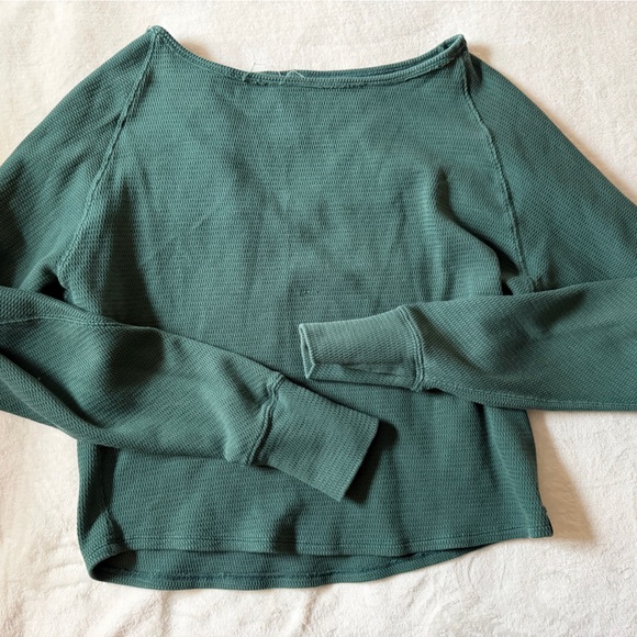 We The Free Tops - We The Free Deep Teal Waffle Knit Pullover